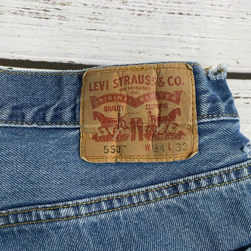 Levis‎ 550 Jeans Straight Relaxed Fit Blue Cotton Men's Size 34x32 (Fits 32x29)